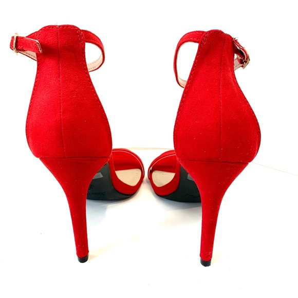 Dream Pairs Karrie Ankle Strap High Heel Stiletto Sandals in Red Suede Size 5.5 - Picture 6 of 10